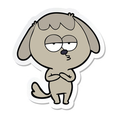 sticker of a cartoon bored dog