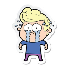 sticker of a cartoon crying man