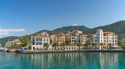 Fototapeta premium Embankment of Tivat city in Montenegro
