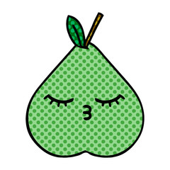 comic book style cartoon green pear