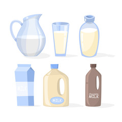 Milk set. Collection of dairy product in a glass