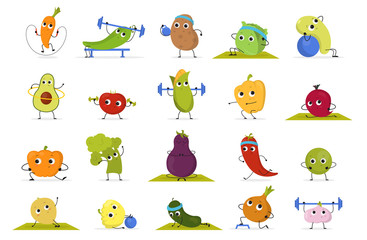 Obraz premium Vegetable and fruit training set. Collection of food