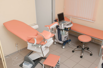 Gynecological room with ultrasound machine