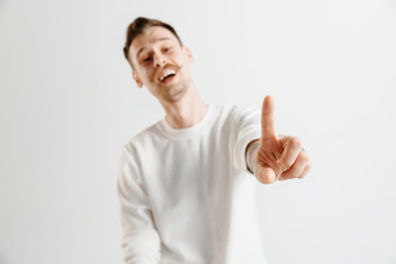 Businessman finger touching empty search bar, modern business background concept - can be used for insert text or pictures.