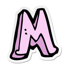 sticker of a cartoon letter M
