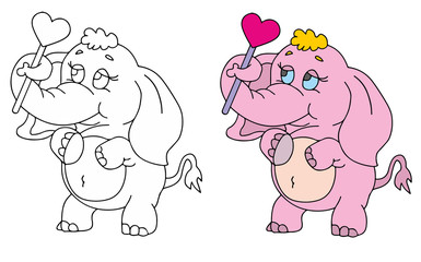 coloring pages for childrens with funny animals,Valentine's Day, rabbits in love