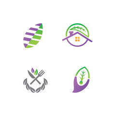 Obraz premium Leaf Logo Design Vector Template Set