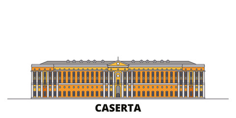 Italy, Caserta flat landmarks vector illustration. Italy, Caserta line city with famous travel sights, design skyline.  - obrazy, fototapety, plakaty