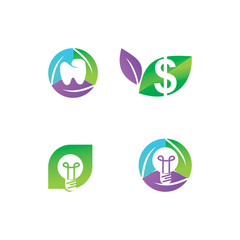 Leaf Logo Design Vector Template Set