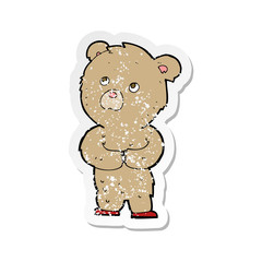retro distressed sticker of a cartoon teddy bear