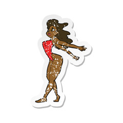 retro distressed sticker of a cartoon sexy woman in swimsuit