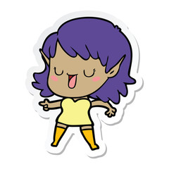 sticker of a cartoon elf girl
