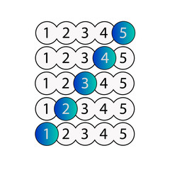 Simple black circle with numbers 1 to 5 inside. Vector illustration on gray background