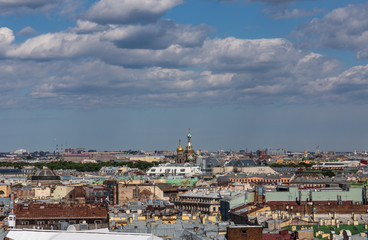 Roofs of residential buildings and attractions in the center of St. Petersburg. Russia.