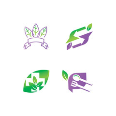 Leaf Logo Design Vector Template Set