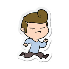 sticker of a cartoon cool guy with fashion hair cut