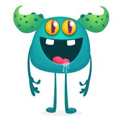 Happy smiling monster cartoon. Vector illustration