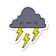 sticker of a cartoon storm cloud