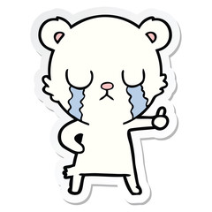 sticker of a crying polar bear cartoon