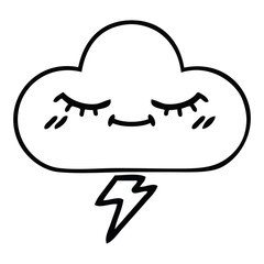 line drawing cartoon storm cloud