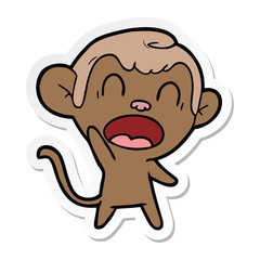sticker of a shouting cartoon monkey