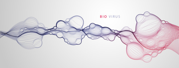 Abstract vector flowing wide wallpaper background. Biological mutation, microscopic virus, dotted particles shape, nano technology. Abstract flowing wide wallpaper background. © Sylverarts