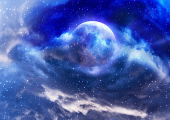 Starry sky background and full moon