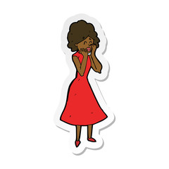 sticker of a cartoon worried woman
