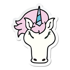 sticker of a quirky hand drawn cartoon unicorn