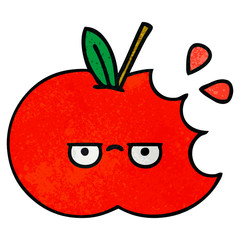 retro grunge texture cartoon red apple
