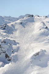 Empty ski slope in winter 