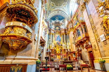 Interior of St. Peter church (Peterskirche) in Vienna, Austria
