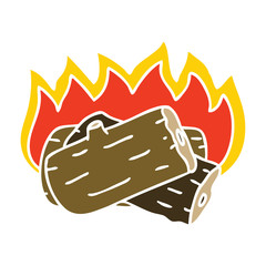 quirky hand drawn cartoon burning log
