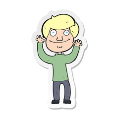 sticker of a cartoon happy boy