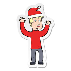 sticker of a cartoon man ready for christmas