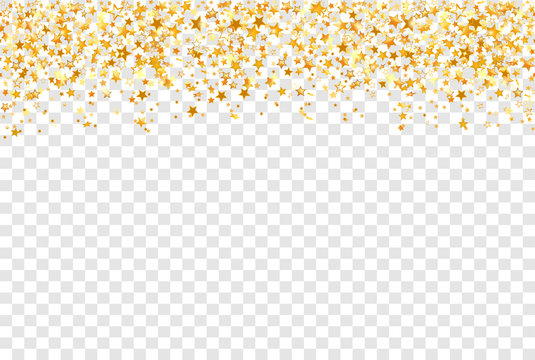 Gold stars on transparent background. Holiday backgdrop vector