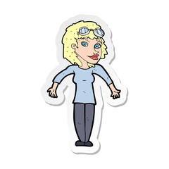 sticker of a cartoon woman wearing goggles