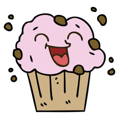 quirky hand drawn cartoon happy muffin