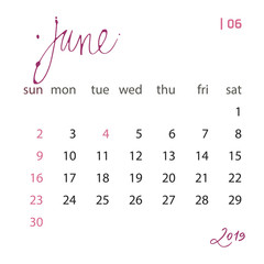 Calendar template set for 2019 year in one file. Business organizer design element for print or applications. Regular intervals.