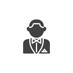 Croupier person vector icon. filled flat sign for mobile concept and web design. Casino worker glyph icon. Faceless people avatar symbol, logo illustration. Pixel perfect vector graphics