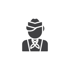 Air hostess woman vector icon. filled flat sign for mobile concept and web design. Stewardess glyph icon. Faceless people avatar symbol, logo illustration. Pixel perfect vector graphics