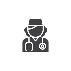 Woman doctor vector icon. filled flat sign for mobile concept and web design. Female nurse glyph icon. Faceless people avatar symbol, logo illustration. Pixel perfect vector graphics