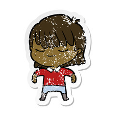 distressed sticker of a cartoon woman