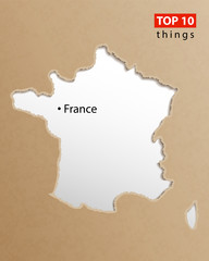 France map on craft paper texture. Template for infographics. Creative travel and business concept.