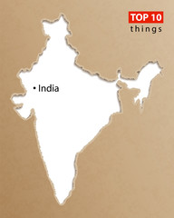 India map vector. Indian maps craft paper texture. Empty template information creative design element.