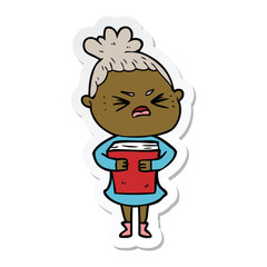 sticker of a cartoon angry woman