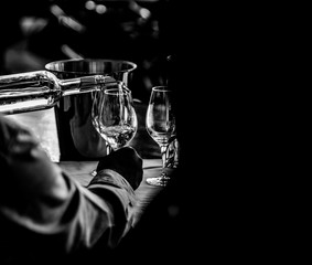 A Glass of White Wine at a Table Tasting
