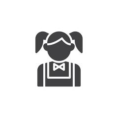 Schoolgirl avatar vector icon. filled flat sign for mobile concept and web design. School girl glyph icon. Faceless people avatar symbol, logo illustration. Pixel perfect vector graphics