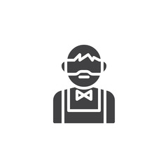 Bearded bartender vector icon. filled flat sign for mobile concept and web design. Barista man glyph icon. Faceless people avatar symbol, logo illustration. Pixel perfect vector graphics