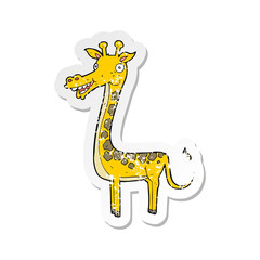 retro distressed sticker of a cartoon giraffe